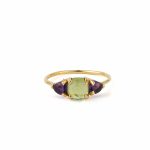 Peridot and Amethyst Ring - 925 Sterling Silver and Gold Plated