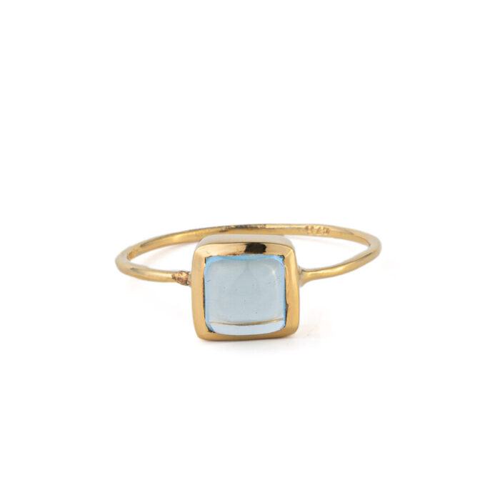 Blue Topaz Gemstone Ring - 925 Sterling Silver and Gold Plated - Image 1