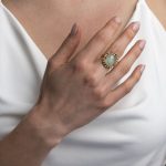 Gold-Plated 925 Sterling Silver Ring with Aqua Chalcedony and Multicolor Tourmalines - Image 2