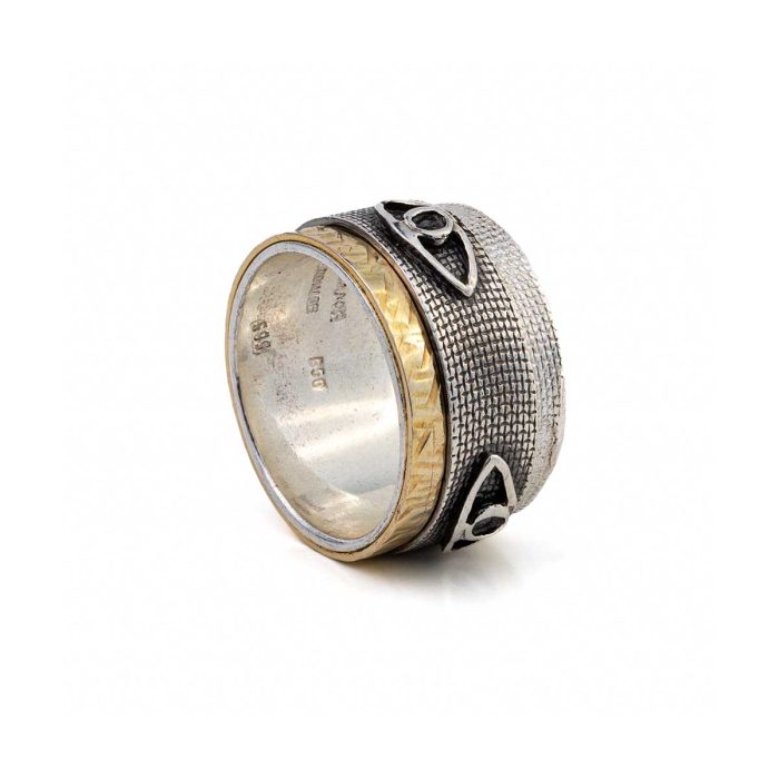 Eye Spinner Ring – 925 Sterling Silver and 14K Gold - Image 3