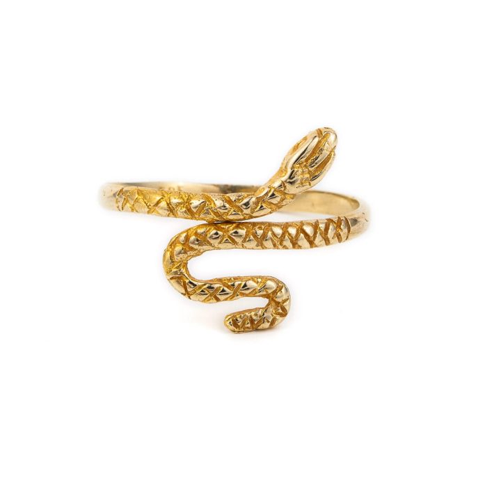 14K Gold Serpent Snake Ring - Image 1