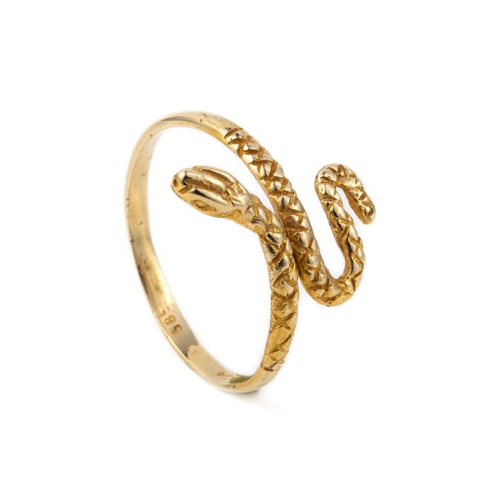 14K Gold Serpent Snake Ring - Image 2