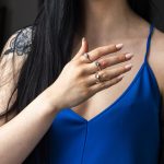 Tanzanite Twist Stacking Ring - Sterling Silver and Gold Plated - Image 2