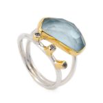 Aquamarine Ring Sterling Silver Gold Plated - Image 2