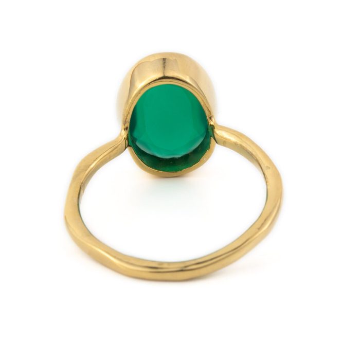 Δαχτυλίδι με Green Chalcedony - Ασήμι 925 και Επιχρυσωμένο - Image 3