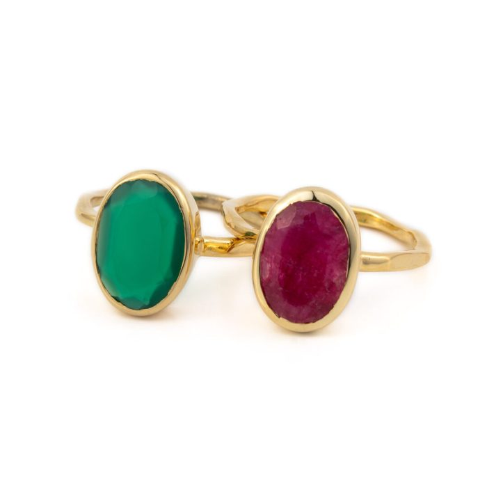 Δαχτυλίδι με Green Chalcedony - Ασήμι 925 και Επιχρυσωμένο - Image 6