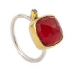 Coral Doublet Ring in Sterling Silver Gold Plated - Image 2