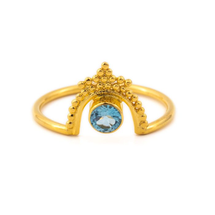 Blue Topaz Ring in Sterling Silver Gold Plated - Image 1