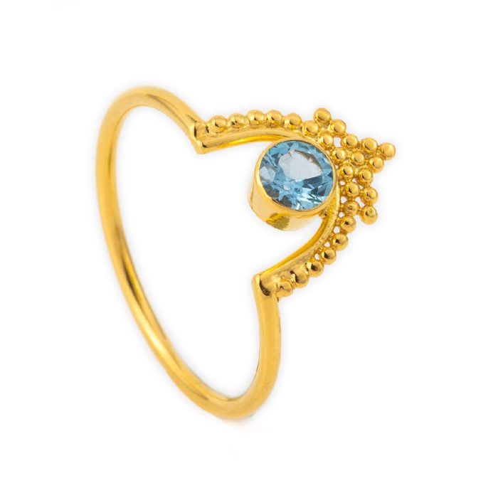 Blue Topaz Ring in Sterling Silver Gold Plated - Image 2