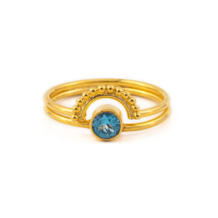 Δαχτυλίδι Blue Topaz - Ασήμι 925 Επιχρυσωμένο - Image 1