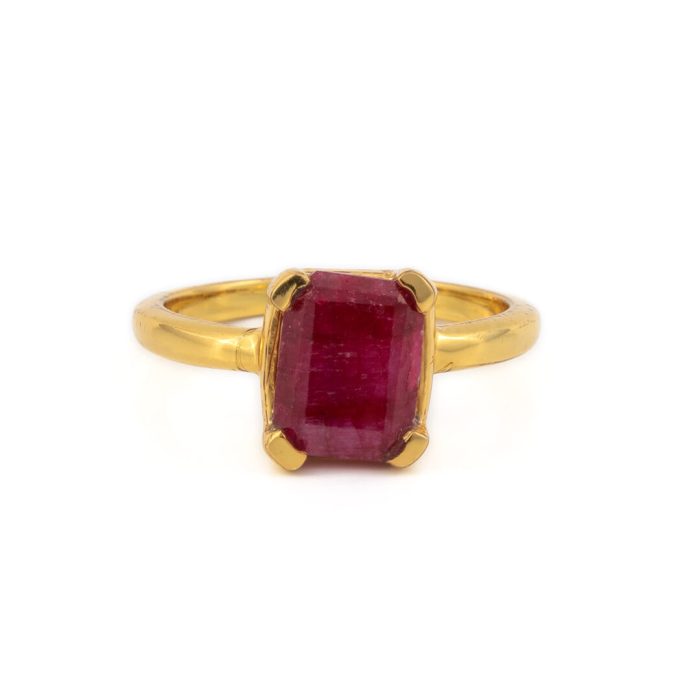 Sterling Silver Gold Plated Rubinite Ring