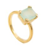 Sterling Silver Gold Plated Aqua Chalcedony Ring - Image 3