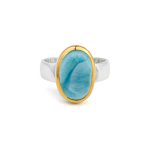 Οβάλ Δαχτυλίδι Larimar – Ασήμι 925 Επιχρυσωμένο