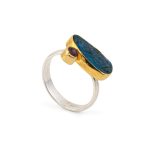 Apatite and Garnet Ring - 925 Sterling Silver and Gold Plated - Image 3