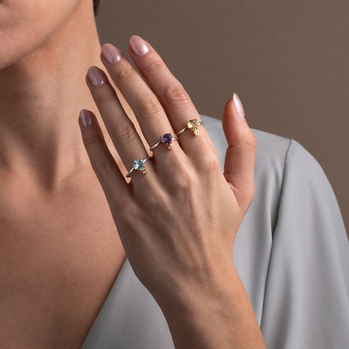 Blue Topaz Teardrop Ring - 925 Sterling Silver and Gold Plated - Image 2