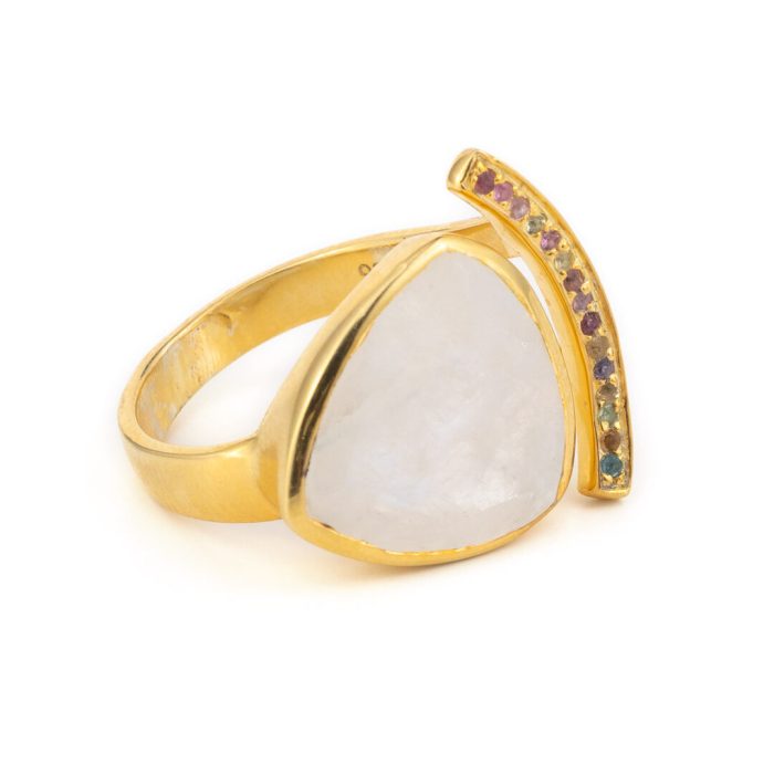 Moonstone Ring - Sterling Silver and Gold Plated - Image 2