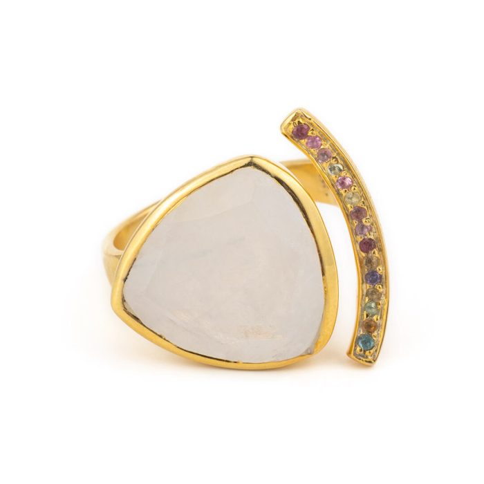 Moonstone Ring - Sterling Silver and Gold Plated - Image 1