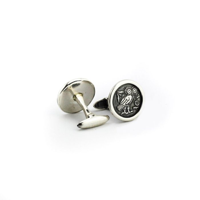 Goddess Athena Wisdom Owl Cufflinks - Sterling Silver - Image 2