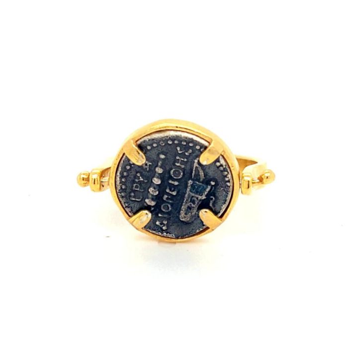 Hercules Swivel Flip Coin Ring – Sterling Silver Gold Plated - Image 4