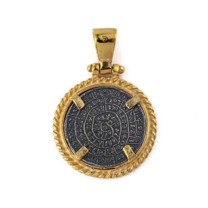 Phaistos Disc Pendant – 925 Sterling Silver and Gold Plated - Image 2