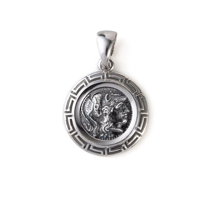 Goddess Athena Meander Pendant - 925 Sterling Silver Gold Plated - Image 3
