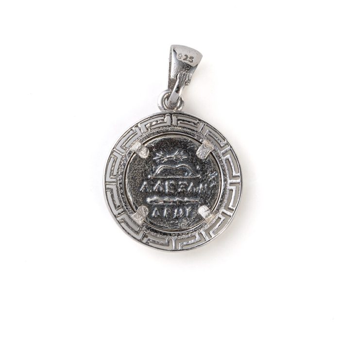 Goddess Athena Meander Pendant - 925 Sterling Silver Gold Plated - Image 4