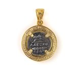 Hercules Pendant with Meander Bezel - 925 Sterling Silver Gold Plated - Image 3