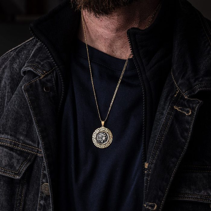 Alexander the Great 14K Gold and Sterling Silver Coin Pendant - Image 2