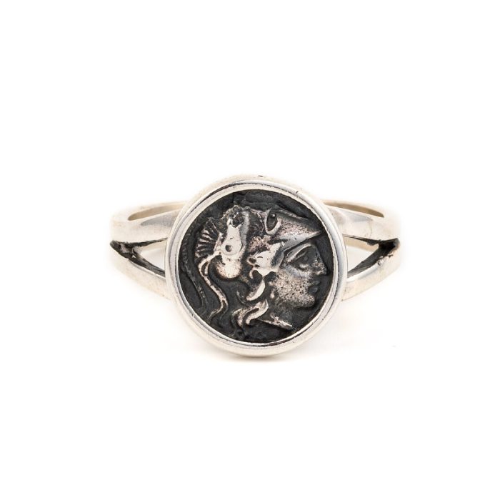 Goddess Athena Coin Ring - Sterling Silver - Image 1