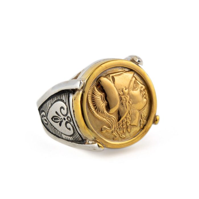 Athena Coin Ring - 925 Sterling Silver and Gold Plated - Image 1