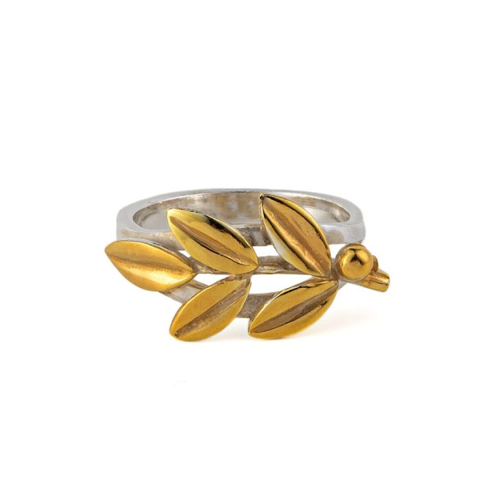 Leaf Ring – 925 Sterling Silver Gold Plated - Image 1