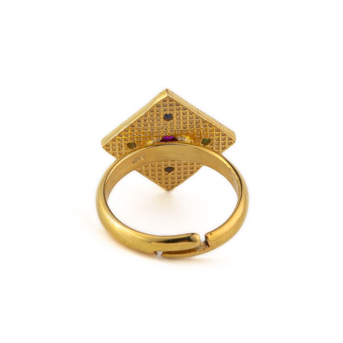 Byzantine Rhombus Ring Multicolor - 925 Sterling Silver and Gold Plated - Image 3