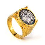 Ancient Greek Coin Alexander Coin Ring - Sterling Silver Gold Plated - Image 2