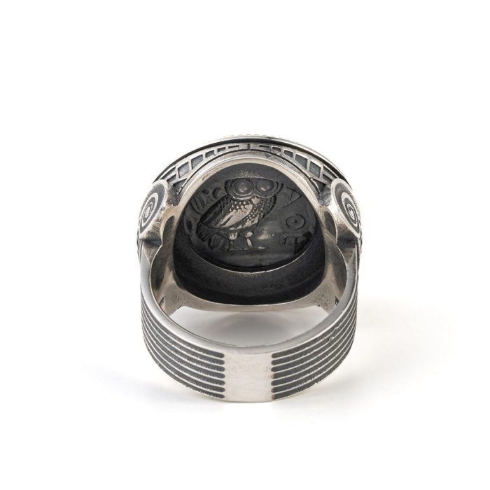 Athena & Owl Coin Ring - 925 Sterling Silver - Image 3