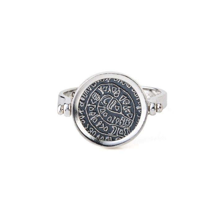 Phaistos Disc Coin Ring – 925 Sterling Silver - Image 1
