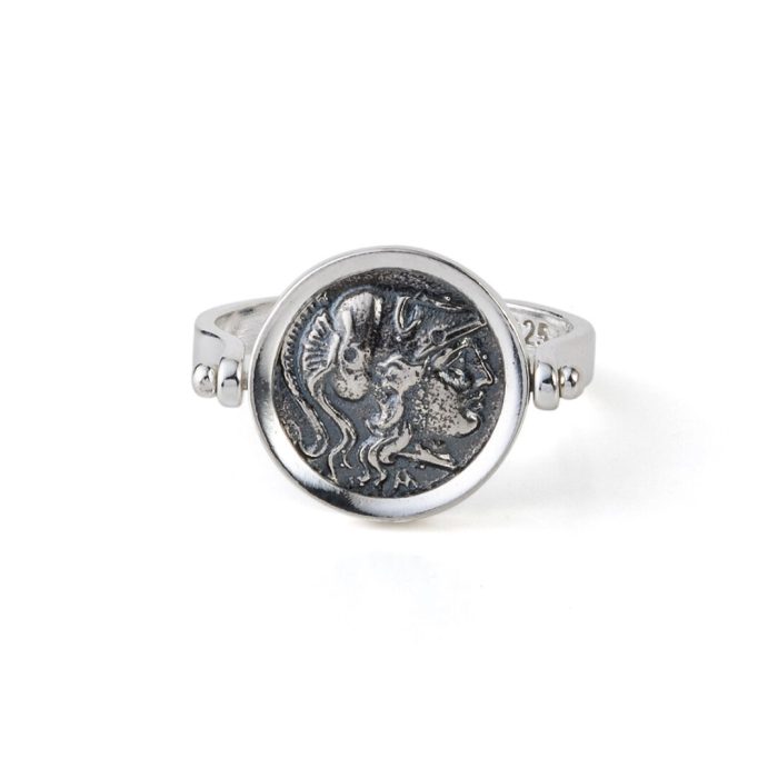 Athena Chalinitis Swivel Flip Coin Ring – 925 Sterling Silver - Image 1