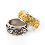 Sterling Silver Gold Plated Olive Leaf Round Ring - Image 4