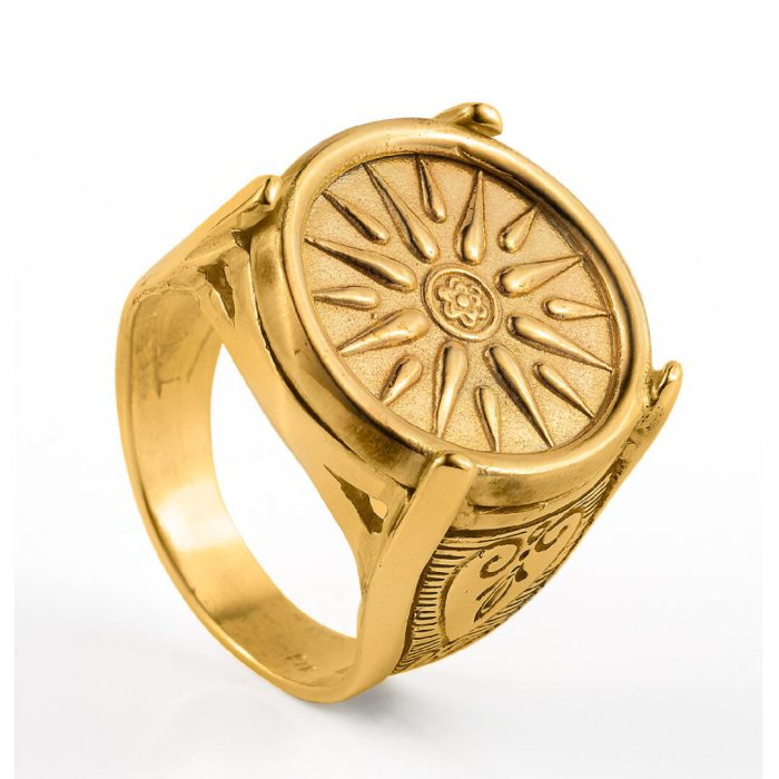 Vergina Sun Ring - Sterling Silver Gold Plated - Image 2