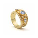 Byzantine Ring with Blue Stone - 925 Sterling Silver and 18K Gold Plating - Image 3