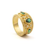 Byzantine Ring with Green Zircon - Sterling Silver and 18K Gold Plating - Image 3