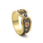 Two Tone Byzantine Ring with Zircon - Sterling Silver and 18K Gold Plating - Image 4