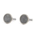 Greek Phaistos Disc Cufflinks - Sterling Silver and Gold Plated - Image 3