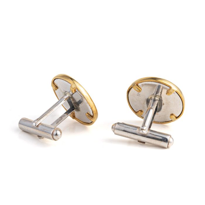 Greek Phaistos Disc Cufflinks - Sterling Silver and Gold Plated - Image 2