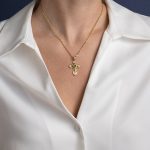 18K Gold Filigree Cross with turquoise and red enamel - Image 2