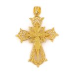 18K Gold Filigree Emerald Cross - Image 2