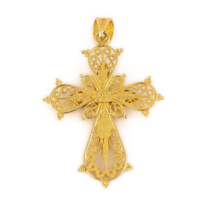 18K Gold Filigree Emerald Cross - Image 2