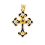 18K Gold and Enamel Byzantine Ruby Cross - Image 3