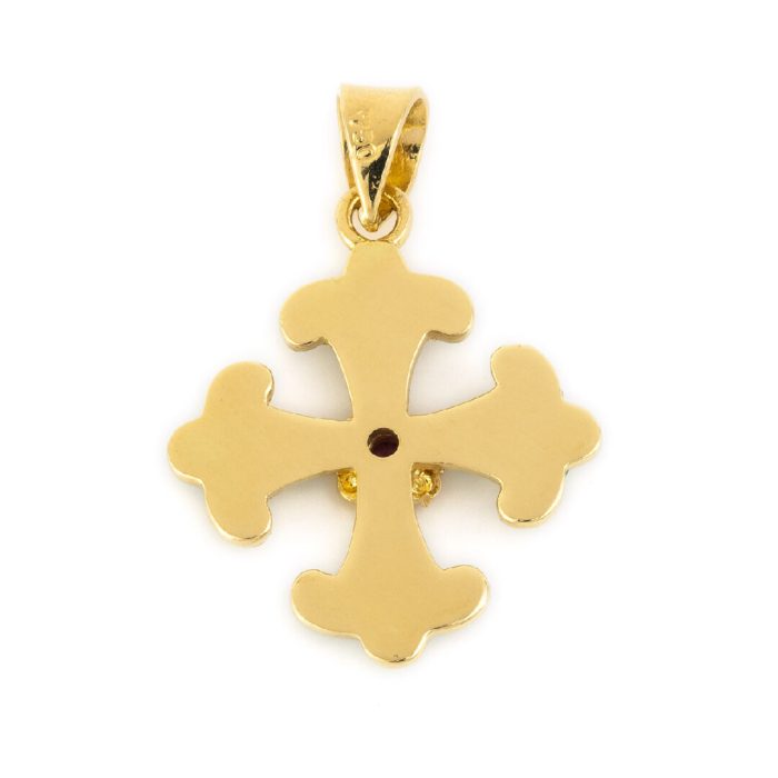 18K Gold Enamel Byzantine Ruby Cross - Image 5