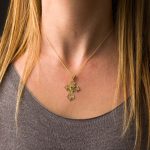 Filigree Cross with Stone in 18K Gold - Image 2
