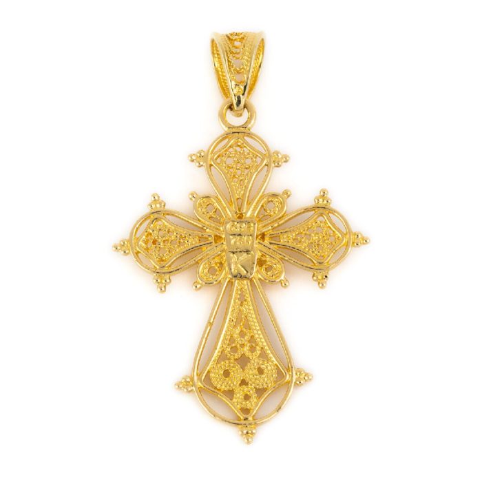 Filigree Cross with Stone in 18K Gold - Image 4